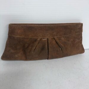 Lauren Merkin Womens  Ruched Clutch Handbag Brown